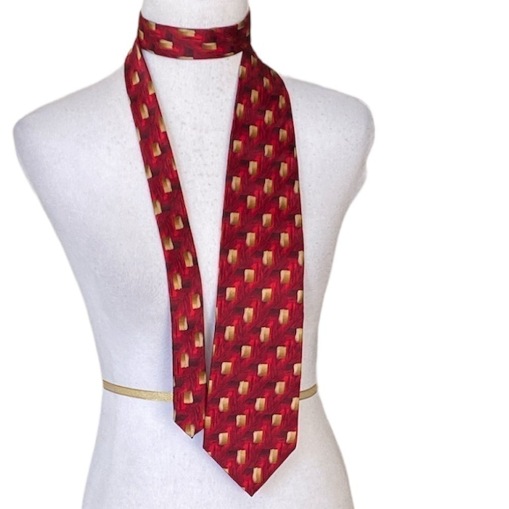 Dockers 100% Silk Red and Gold Tie